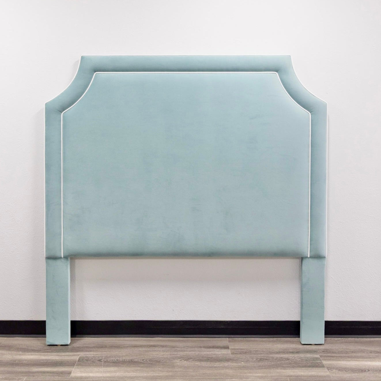 The Addison Queen Headboard - Performance Velvet Fabric Skylight - White Trim