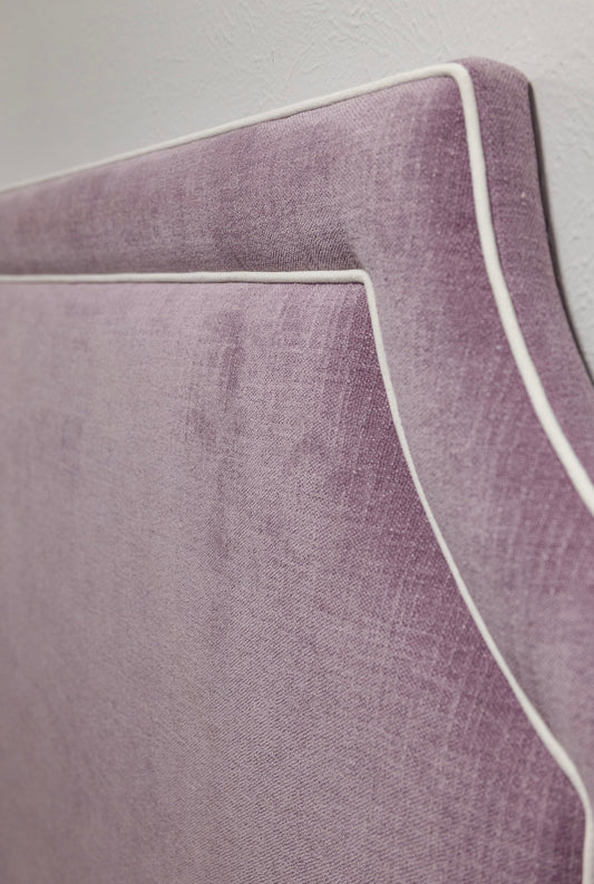 65"H Queen Headboard in Performance Lavender Chenille Fabric - White Trim