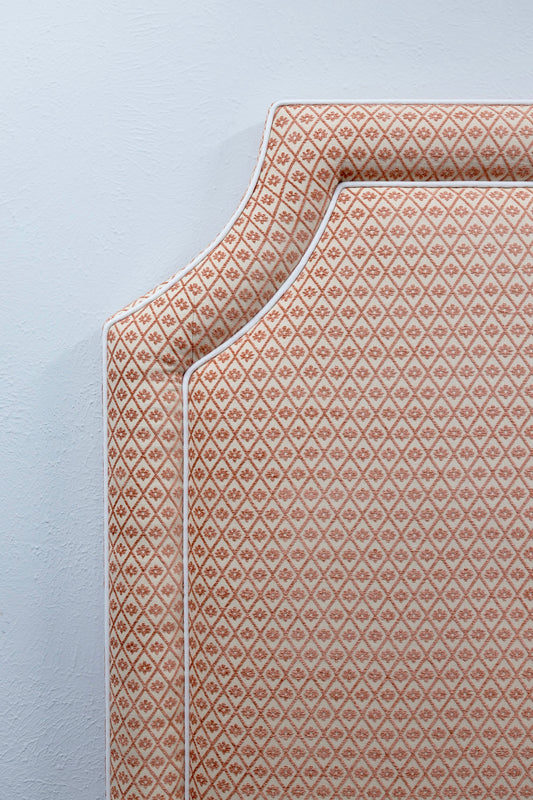 The Addison Queen Headboard - Rust Textured Fabric - White Trim