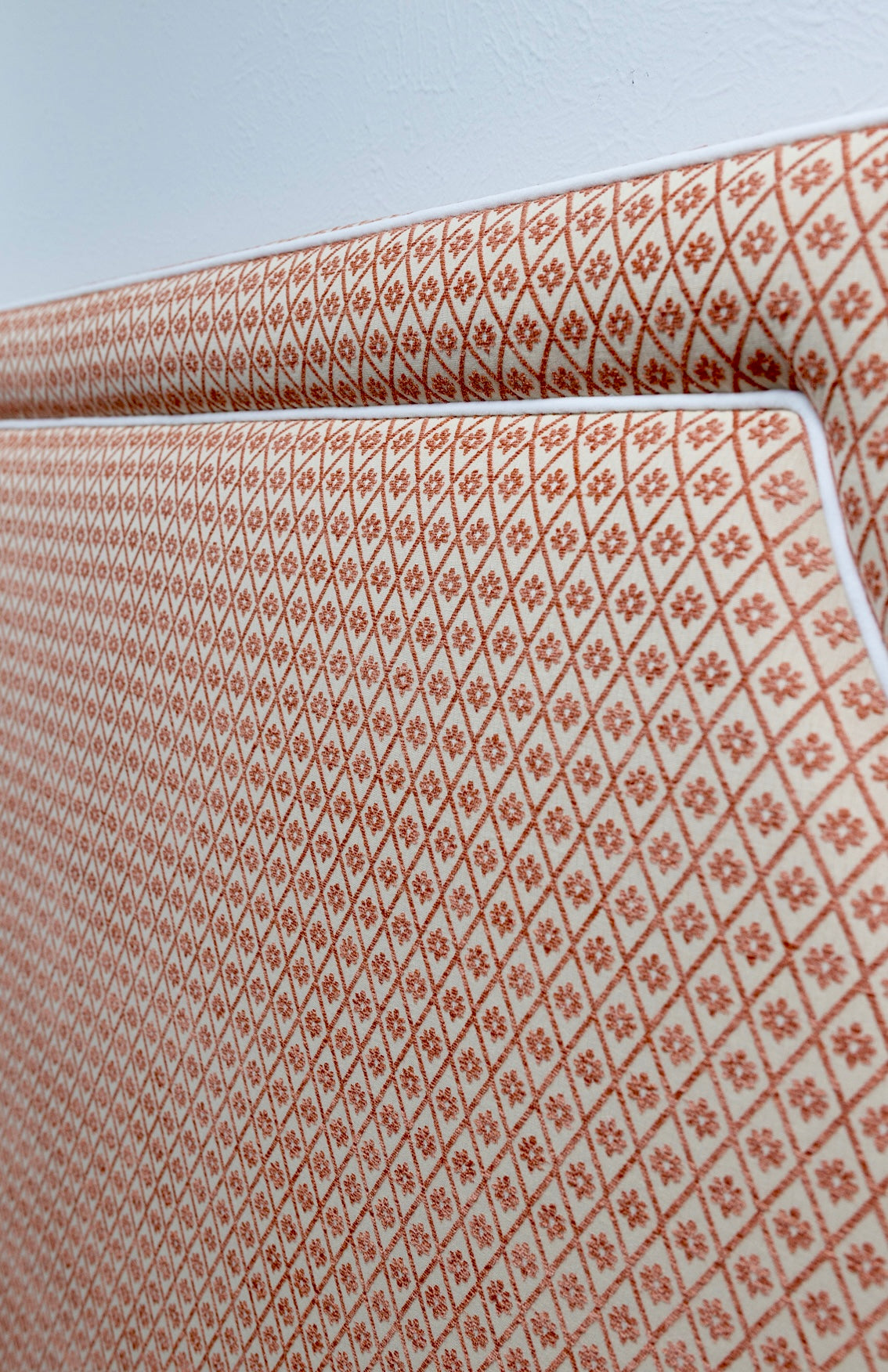 65" H Queen Headboard Rust Textured Fabric - White Trim