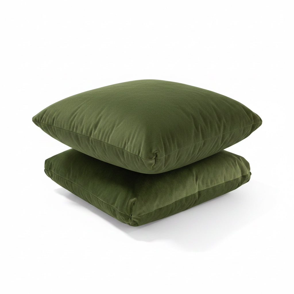 24”x24” Throw Pillow ( Set of 2) - Green Velvet - Custom Upholstered Accent Pillows