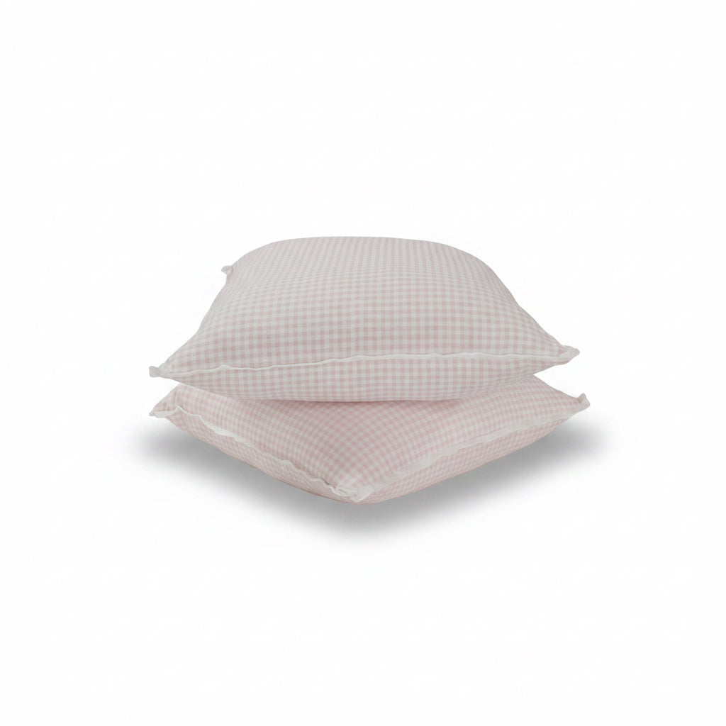 24”x24” Throw Pillow ( Set of 2) - Pink Gingham Fabric - Custom Upholstered Accent Pillows