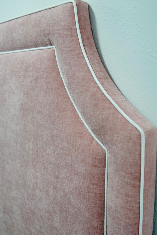 65" H Queen Headboard Only - Petal Pink - White Trim