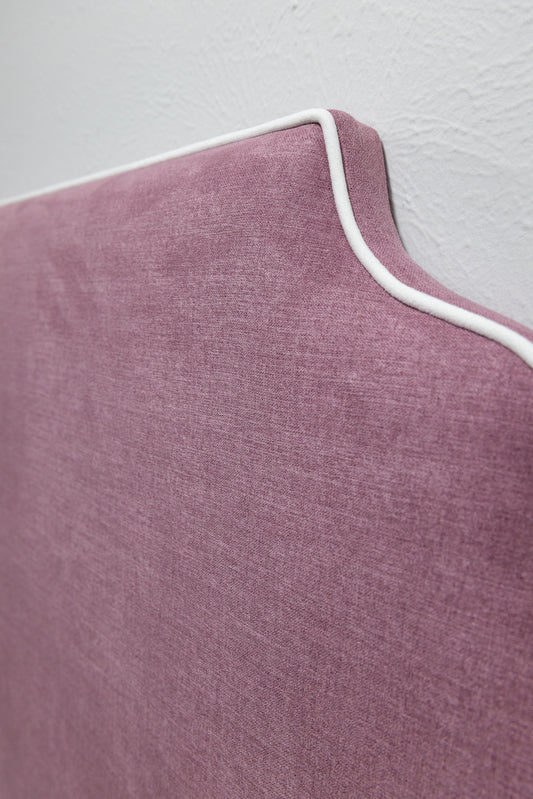 The Helena Queen Headboard - Lavender Woven Fabric - White Trim