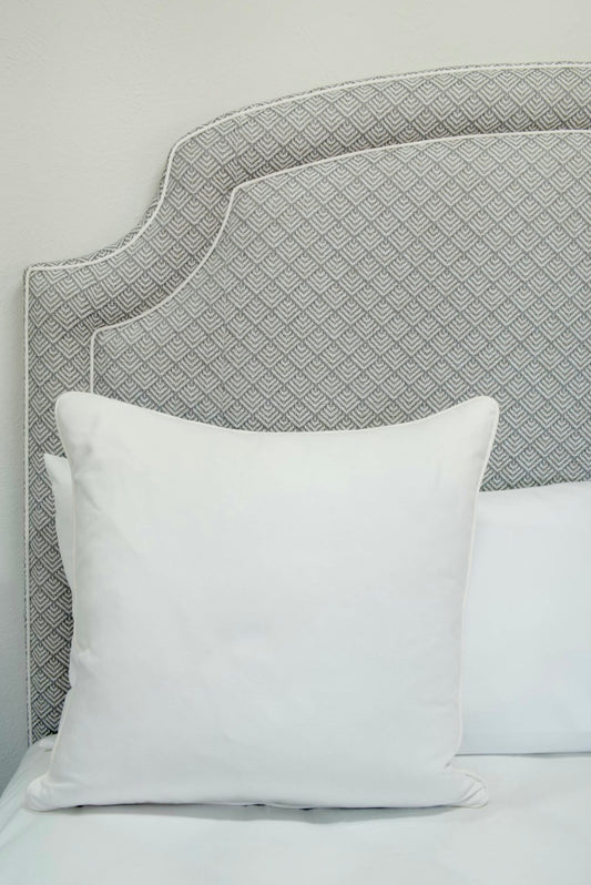 65”H King Headboard Only - Geometric Weave in Grey Fabric- White Trim