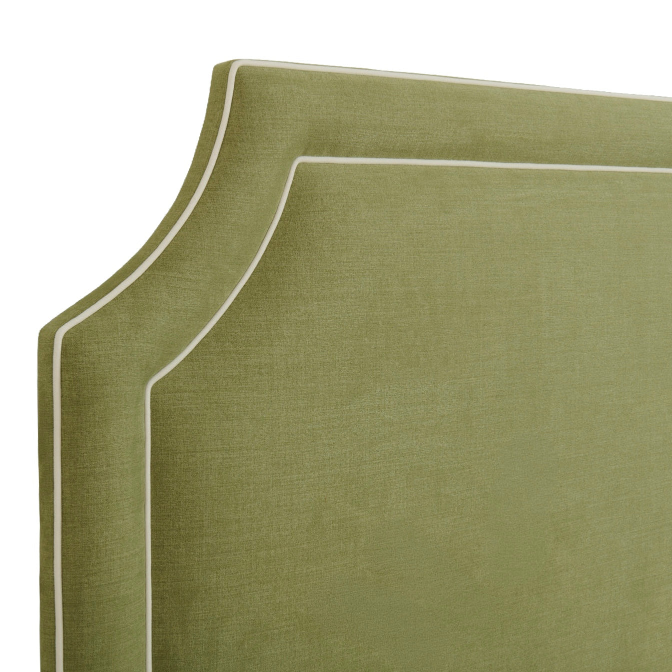 The Addison King Headboard - Pistachio Green Woven Fabric - White Trim