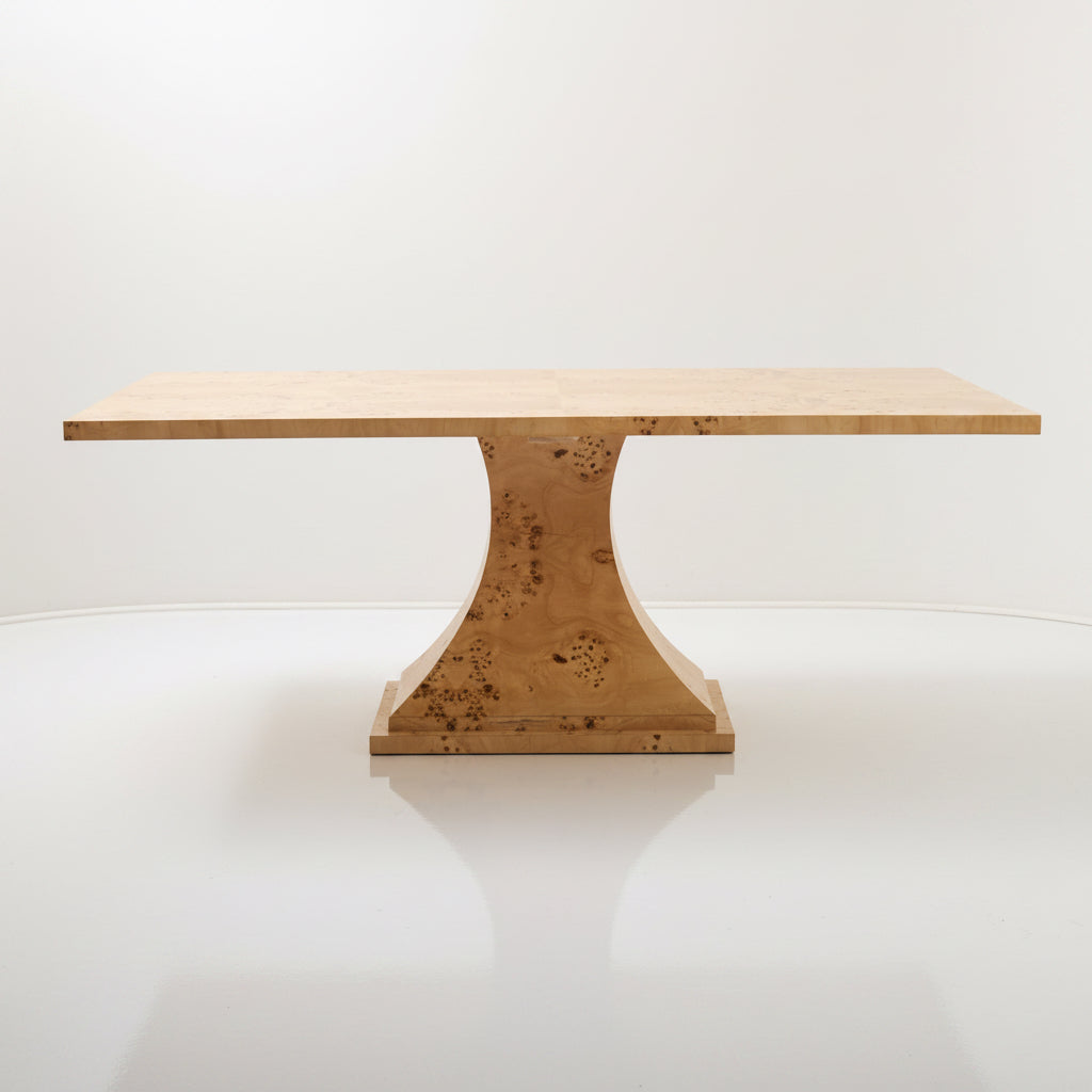 The Luca Burl Dining Table β Amber Finish