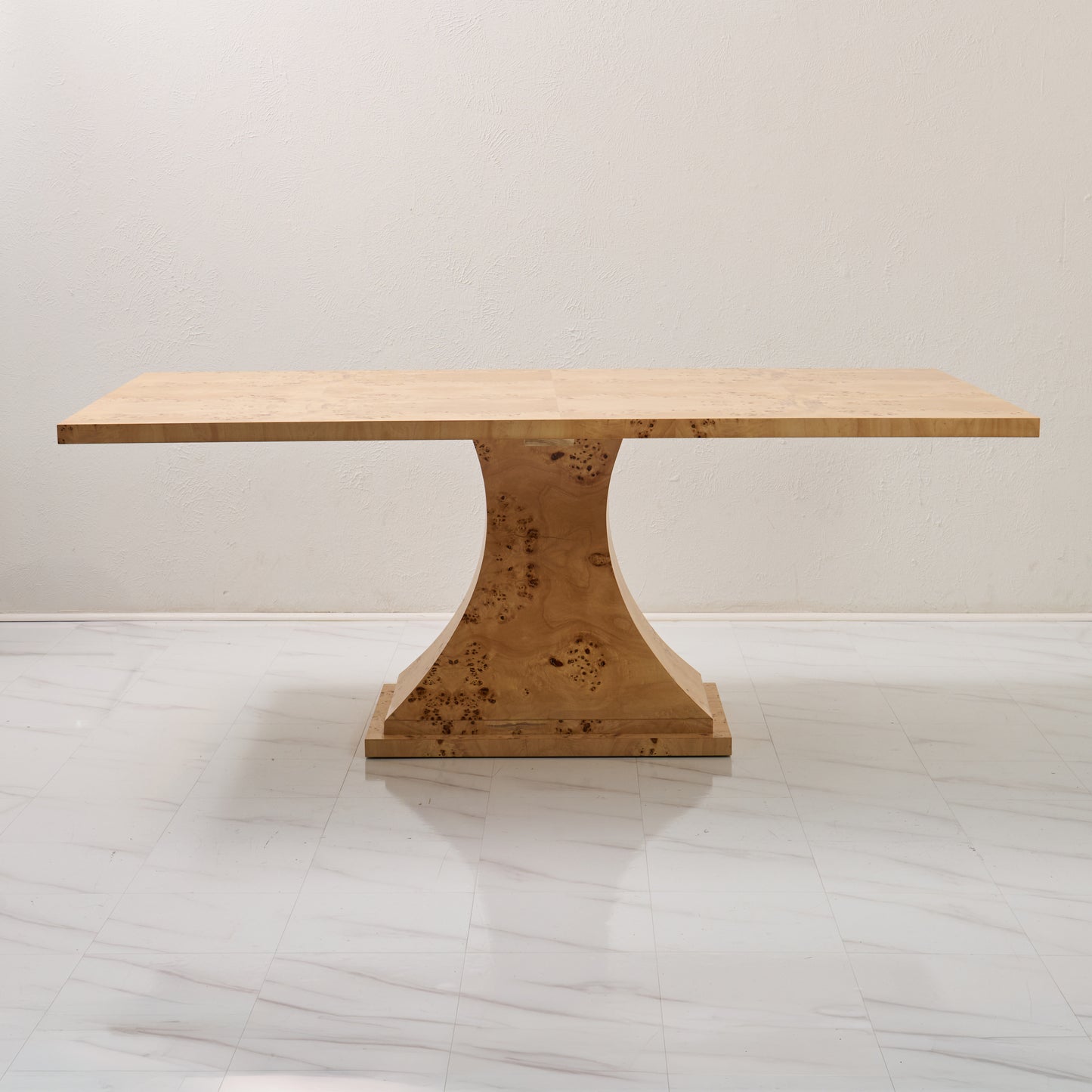 Custom Mappa Burlwood Dining Table – Amber Finish