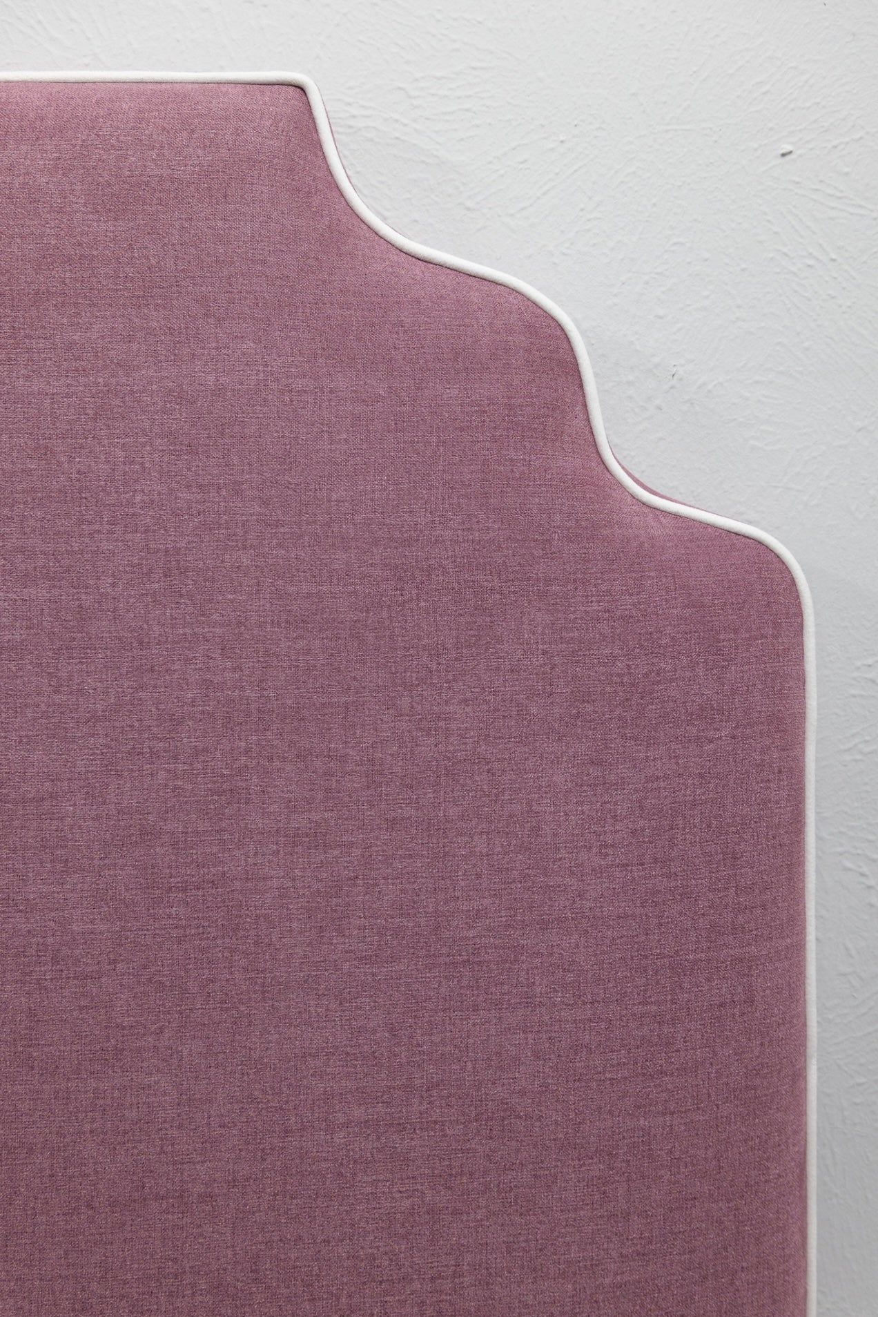 The Helena Queen Headboard - Lavender Woven Fabric - White Trim