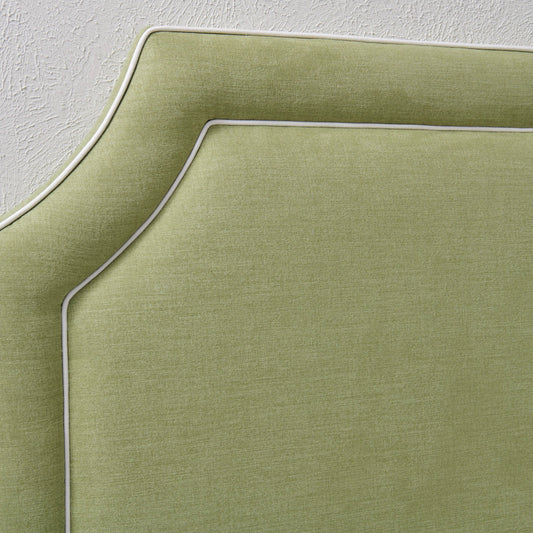 The Addison Twin Headboard - Pistachio Green Woven Fabric - White Trim