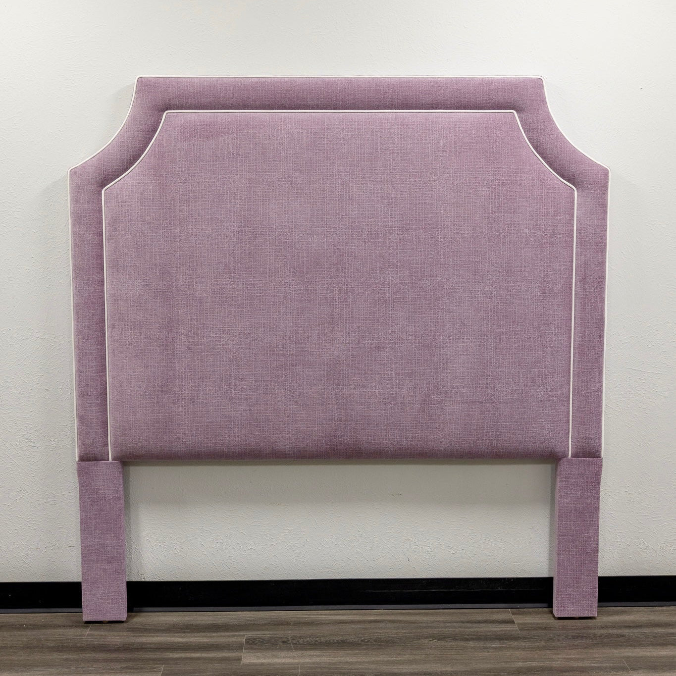 The Addison Queen Headboard - Performance Lavender Chenille Fabric - White Trim