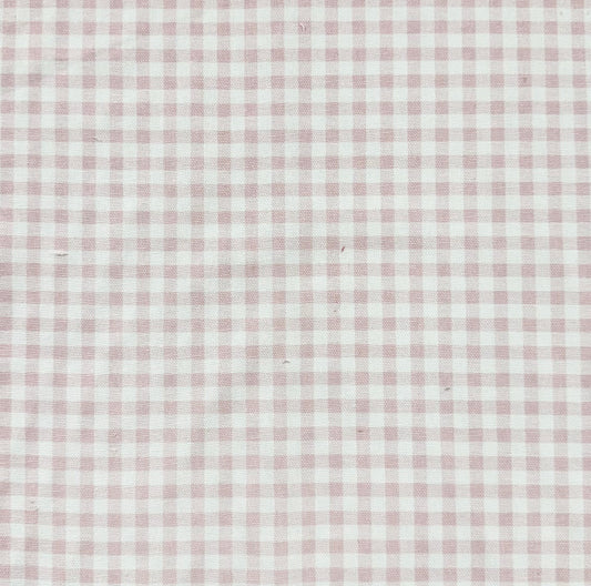 65" H Twin Headboard in Light Pink Gingham Fabric - Green Trim