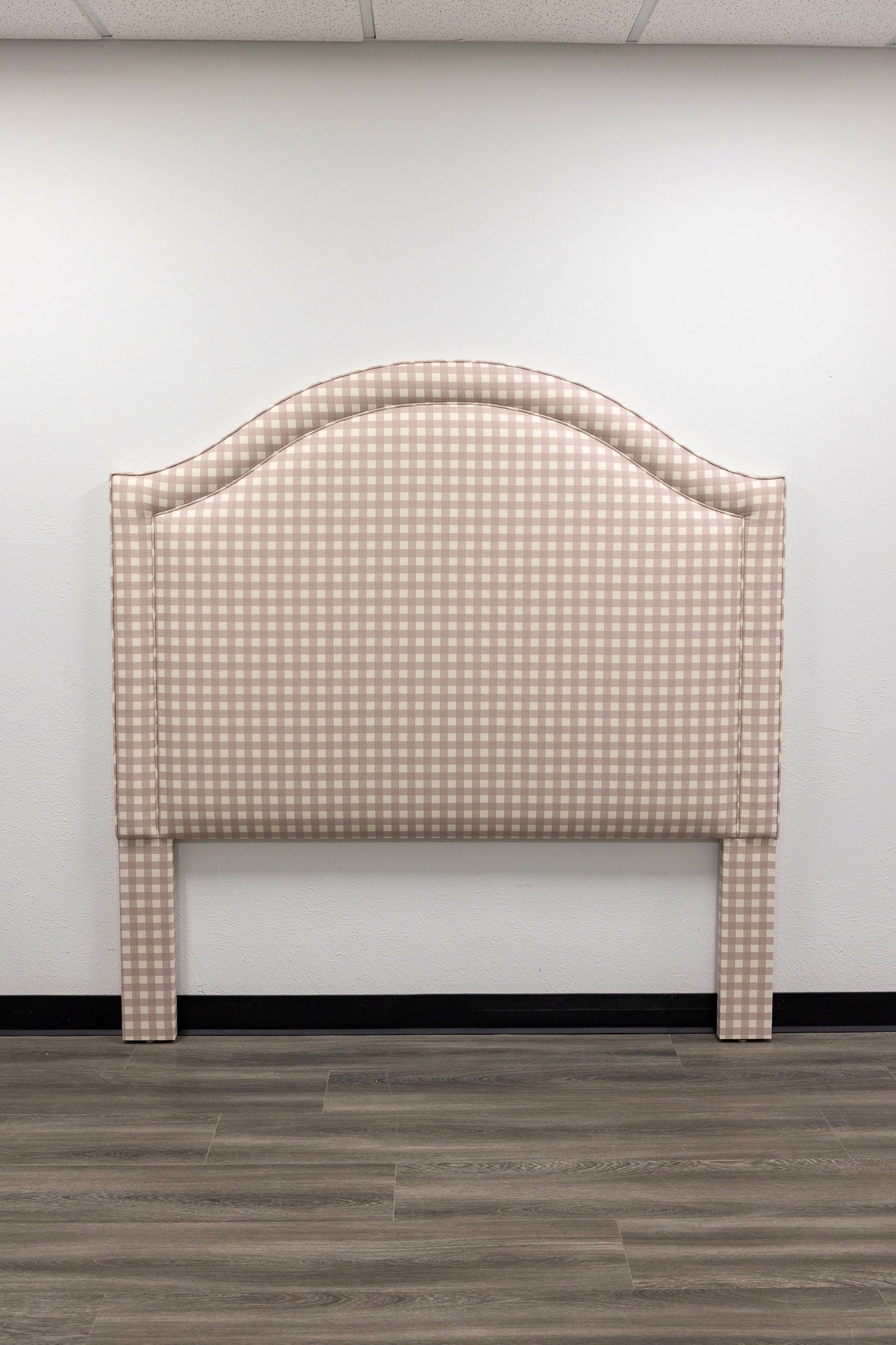 The Liliane Queen Headboard - Checkered Lilac Fabric - Self Welted