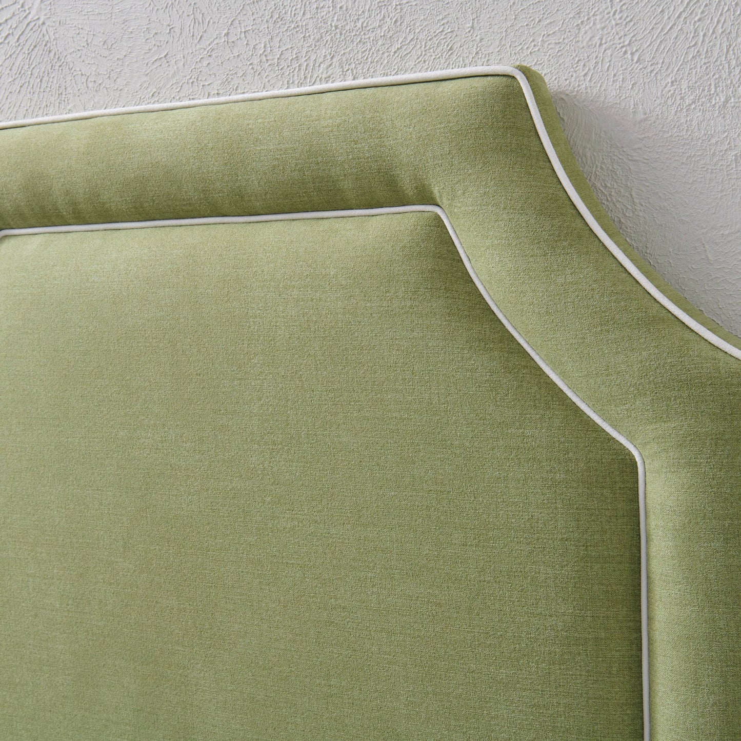 The Addison Twin Headboard - Pistachio Green Woven Fabric - White Trim