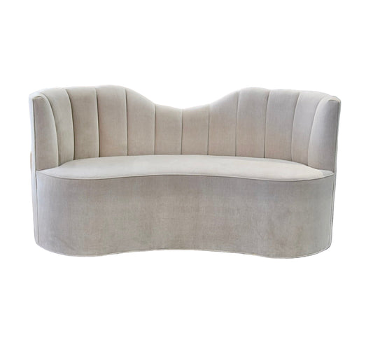 72" L Curved Loveseat Channeled Banquette