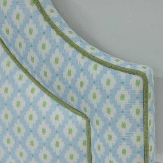 The Grace Twin Bed - Mia Blue/Green Fabric - Pistachio Green Trim