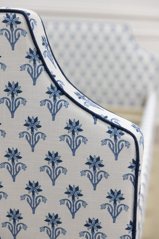 The Addison Twin Trundle Daybed - Lobelia Blues Fabric - Navy Trim