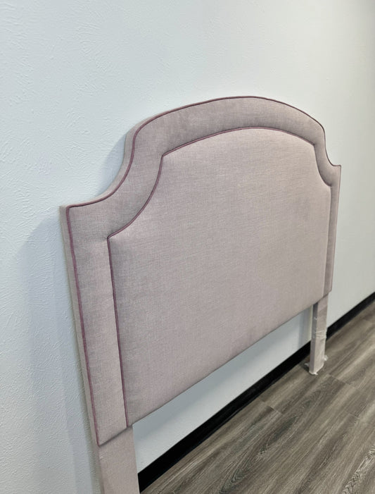 60” H Queen Headboard in Lilac Woven Fabric - Lavender Trim