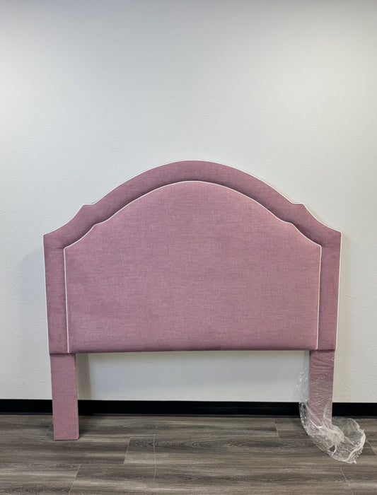 60” H Queen Headboard in Lavender Woven Fabric - White Trim