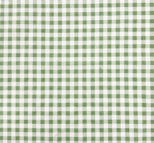 60”H Queen Upholstered Platform Bed - Scalloped Base - Sage Green Gingham Fabric with Blush Pink