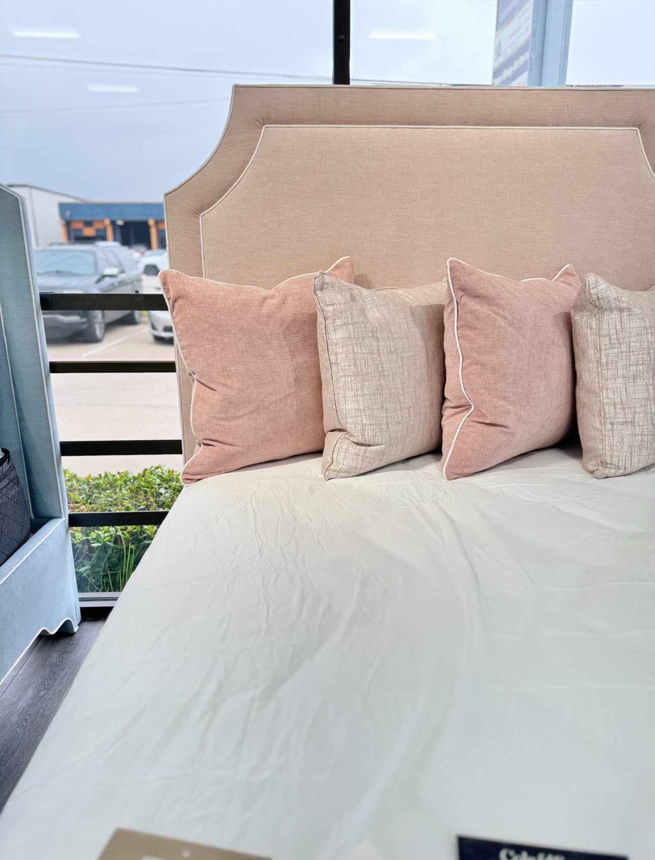 60”H Queen platform bed.
