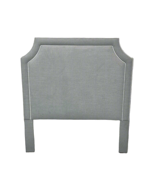 60” H Queen Headboard in Smoke Gray Woven Fabric - White Trim