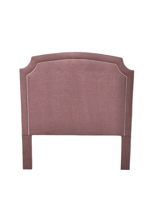 65" H Queen Headboard in Lavender Woven Fabric - White Trim