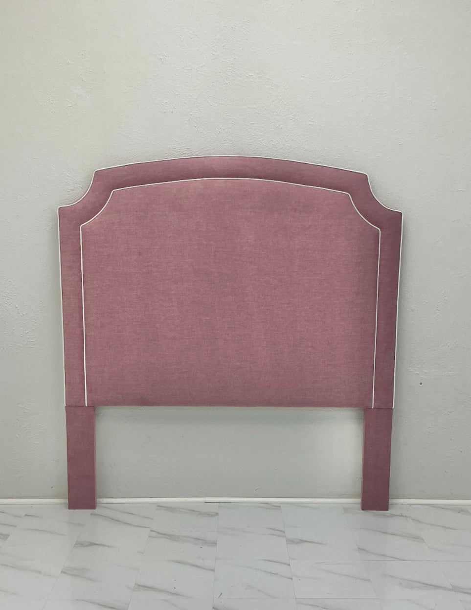 The Aliana Queen Headboard - Lavender Woven Fabric - White Trim