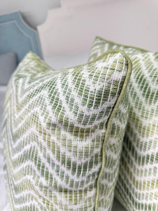 Patterned Green and White Pillows