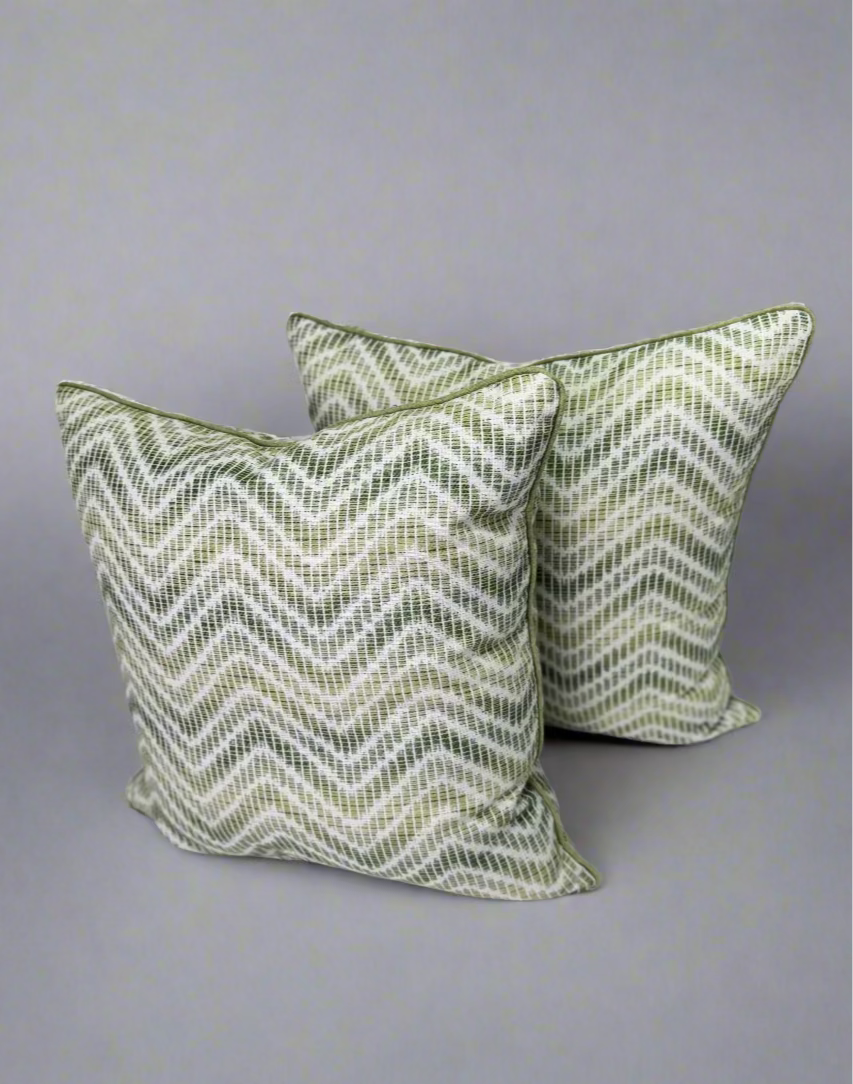 Patterned Green and White Pillows