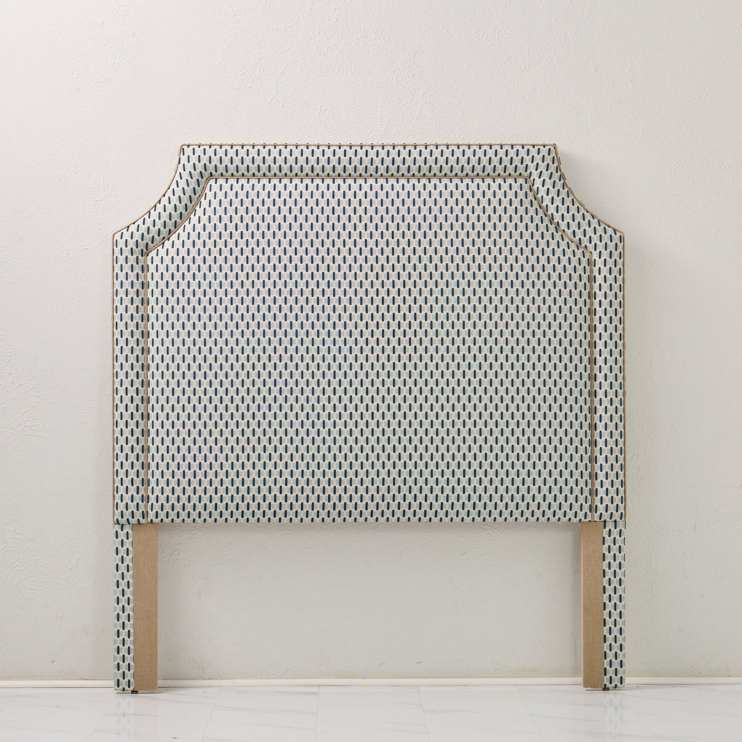 The Addison Queen Headboard - Chenille Jacquard - Mushroom Trim