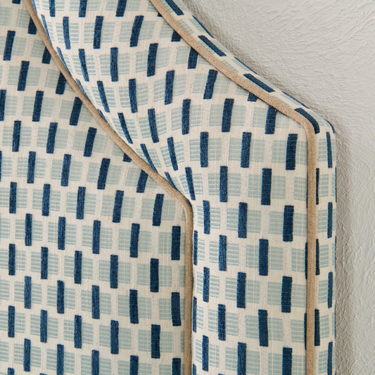 65”H Queen Headboard Only - Chenille Jacquard - Mushroom Trim