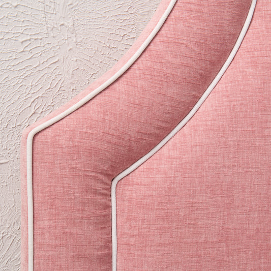 The Addison Queen Headboard - Petal Pink Fabric - White Trim
