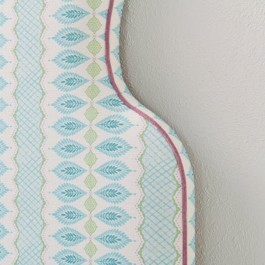65" H Twin Headboard in Lillian August Print Fabric - Lavender Trim