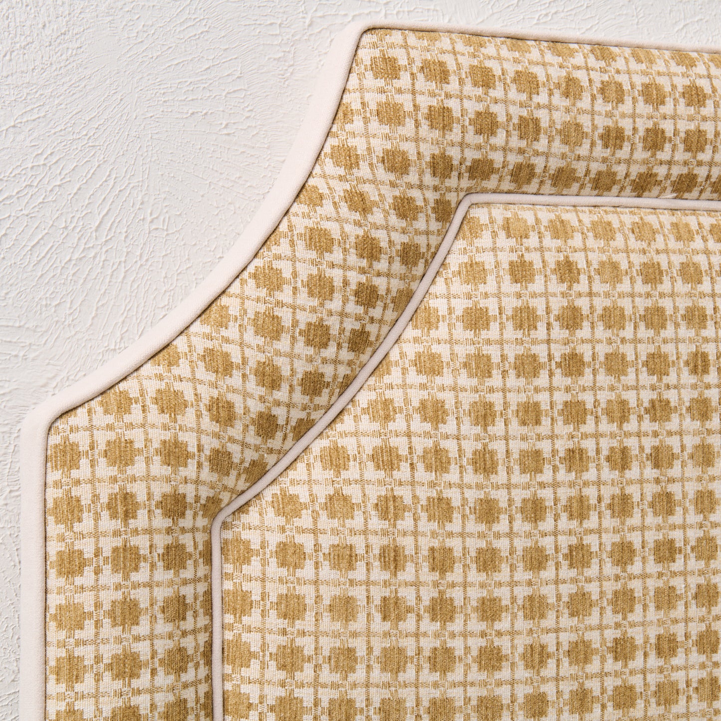 The Addison Twin Headboard - Kravet Camel Couture Fabric - Cream Trim