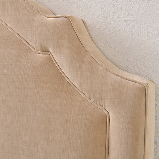 The Grace King Headboard - Champagne Velvet Fabric - Self Welted