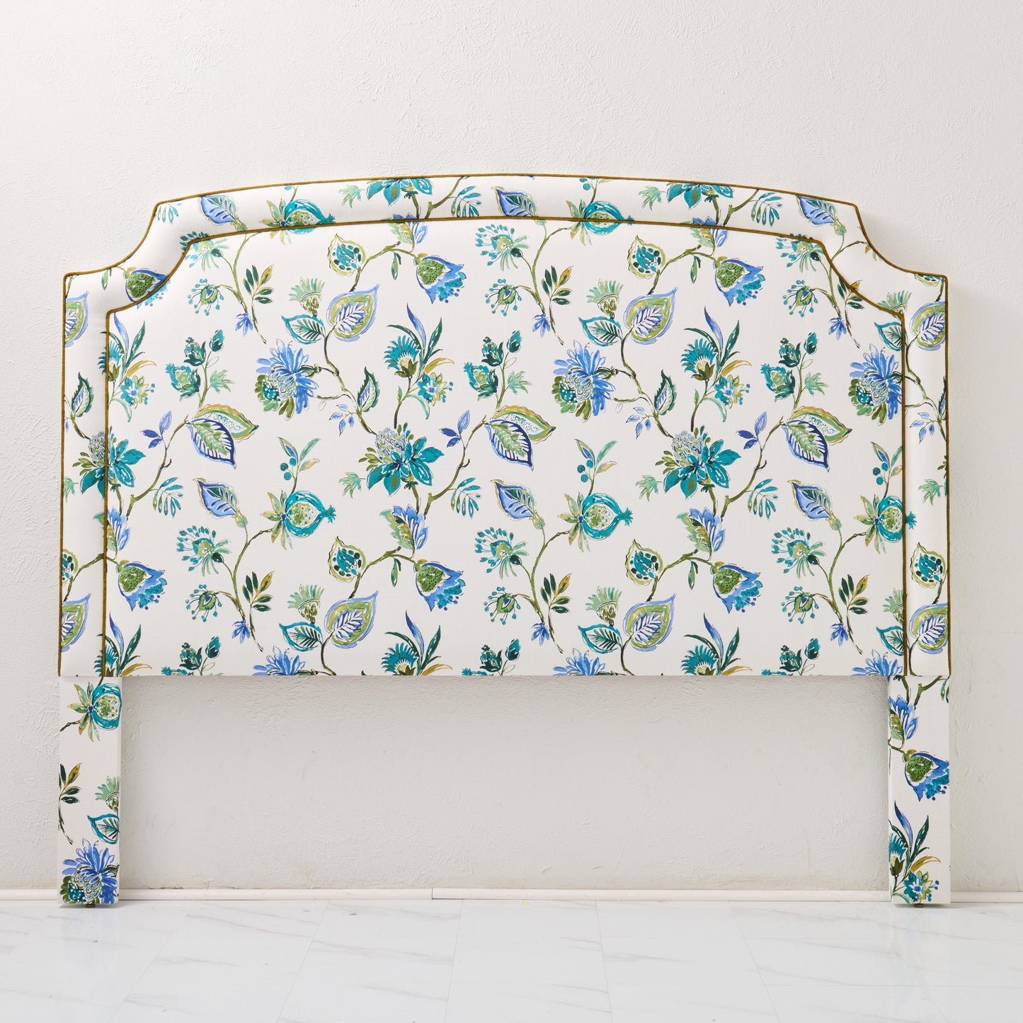 The Aliana King Headboard - Fabricate Floral Bouquet Fabric - Contrast Trim