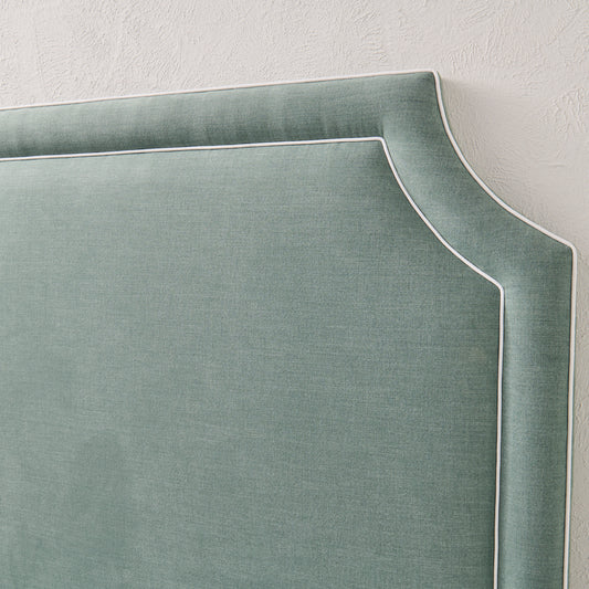 65"H King Headboard in Sage Woven Fabric - White Trim