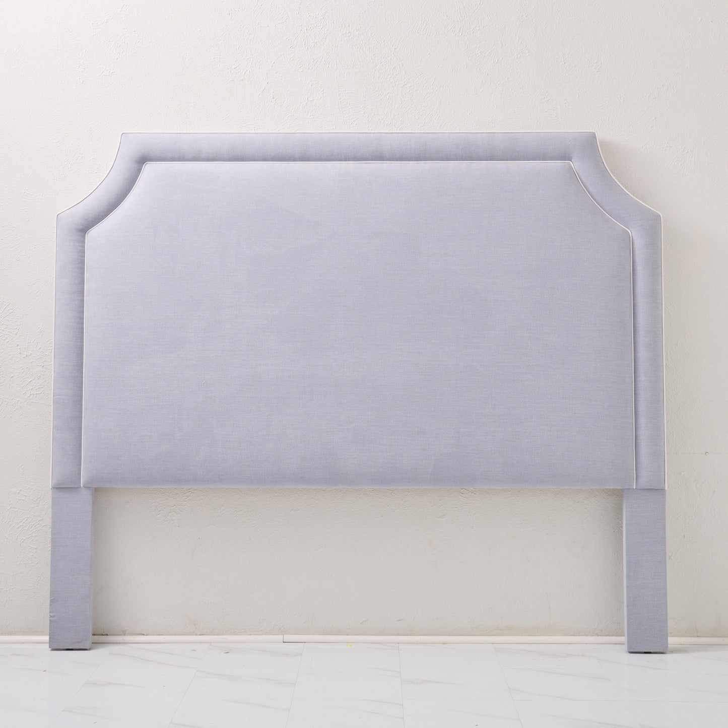 The Addison King Headboard - Smoke Gray Woven Fabric - White Trim