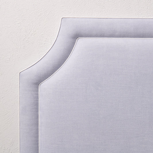 The Addison King Headboard - Smoke Gray Woven Fabric - White Trim