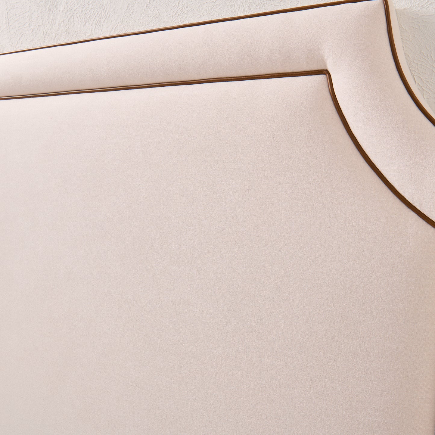 The Addison King Headboard - Cream Woven Fabric - Brown Leather Trim
