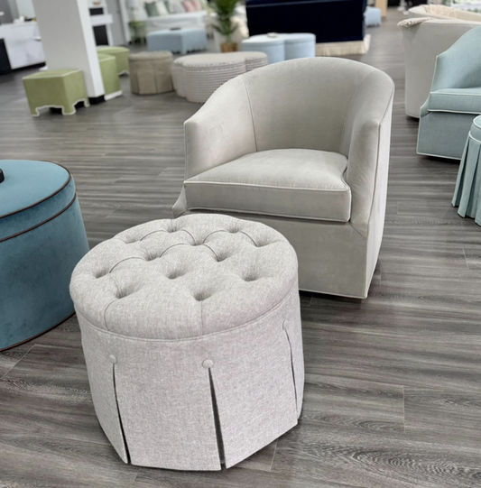 Custom Swivel Chair: Silver Velvet