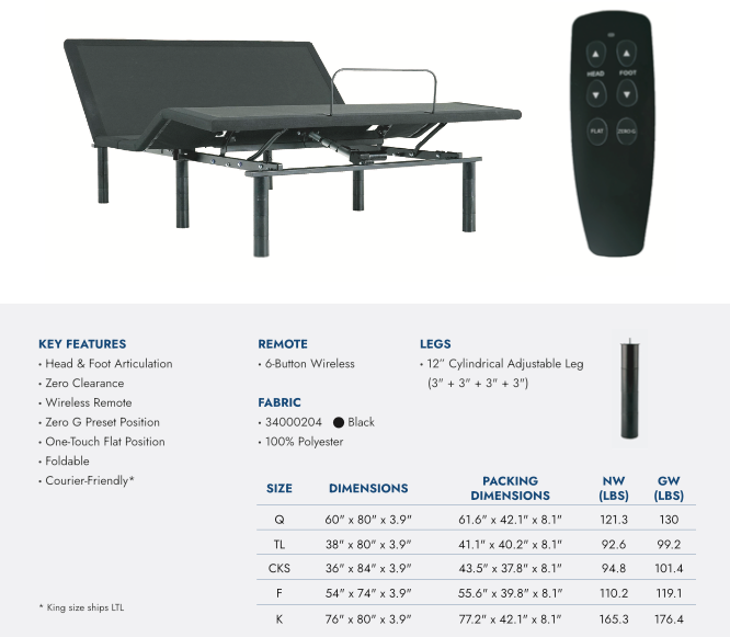 RIO 2.0 Adjustable Base by Ergomotion - Adjustable Base