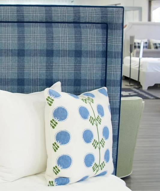 24”x24” Throw Pillow ( Set of 2) - Artha Sapphire Fabricut Fabric - Custom Upholstered Accent Pillows