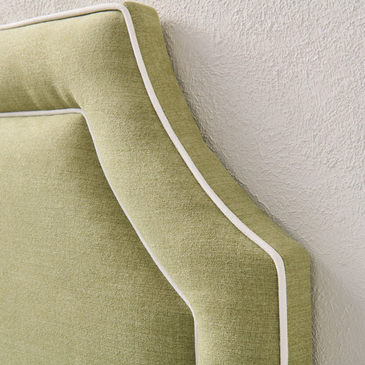 The Addison Twin Headboard - Pistachio Green Woven Fabric - White Trim