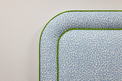 The Lorraine Twin Headboard - Animal Print Fabric - Green Trim