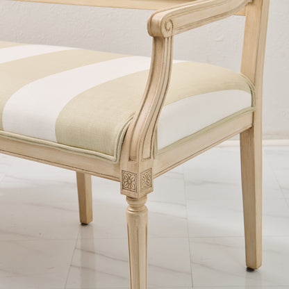 Italian Carved Upholstered Bench in Schumacher Fabric