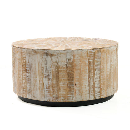 36" Round Distressed Wood Coffee table - Rustic Modern