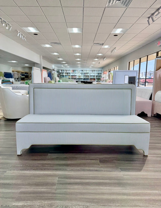 Lorraine Banquette – Perennials Striped Blue Fabric - Green Trim