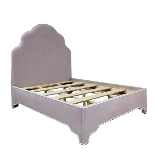 The Rachel Queen Bed - Lilac Woven Fabric - White Trim